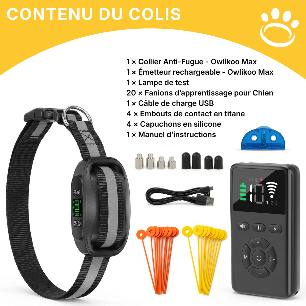 Clôture Anti-Fugue pour Chien sans Fil - Owlikoo Max